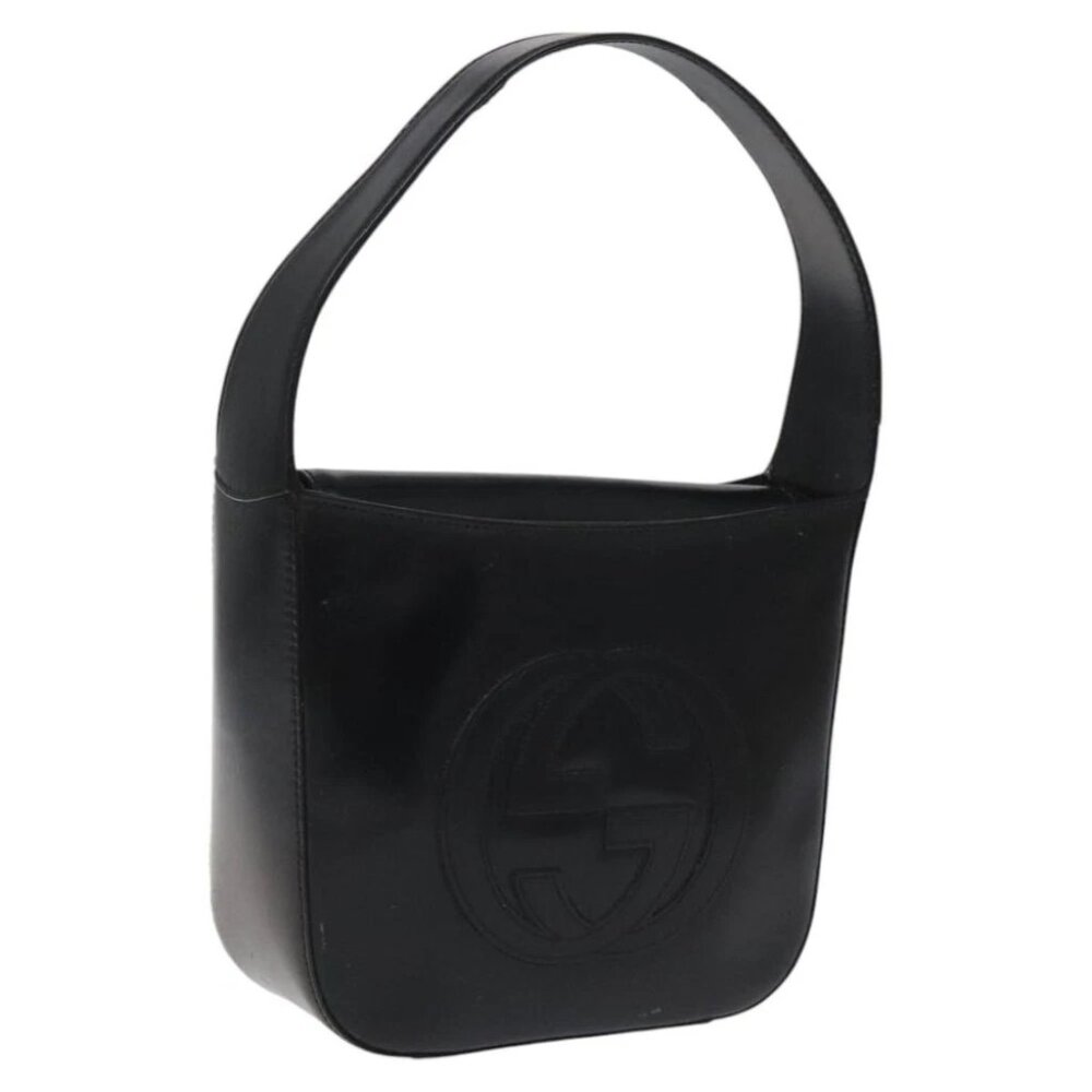 GUCCI Hand Bag Leather Black Auth ep7516